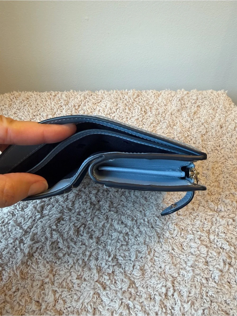kate spade grayish blue Pebbled Leather Zip Wallet